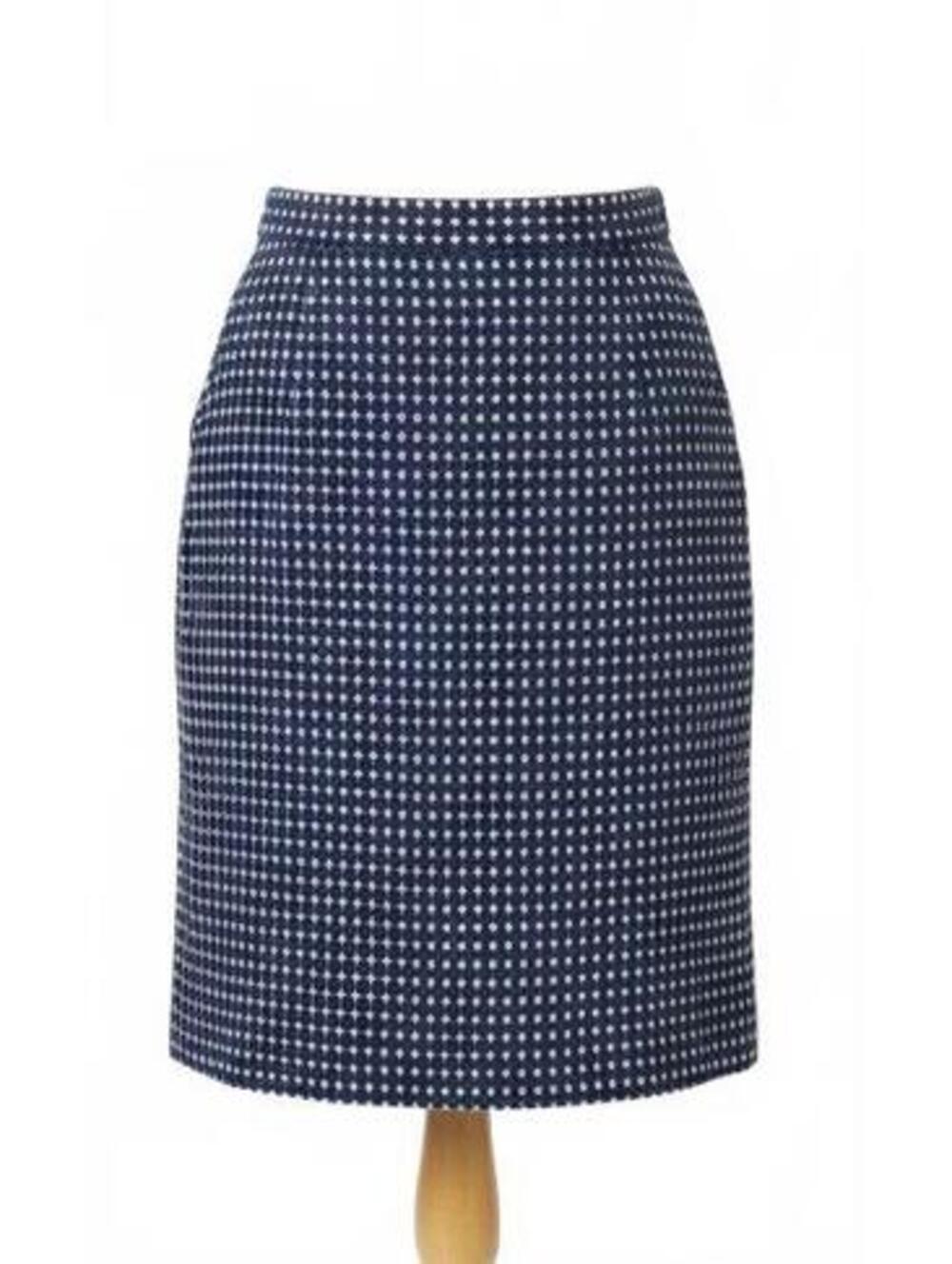 Paul & Joe 100% Wool Pencil Skirt FR 38 US 6 Navy White Made in France